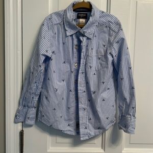 For the shark fan!  Adorable shark/fin button down
